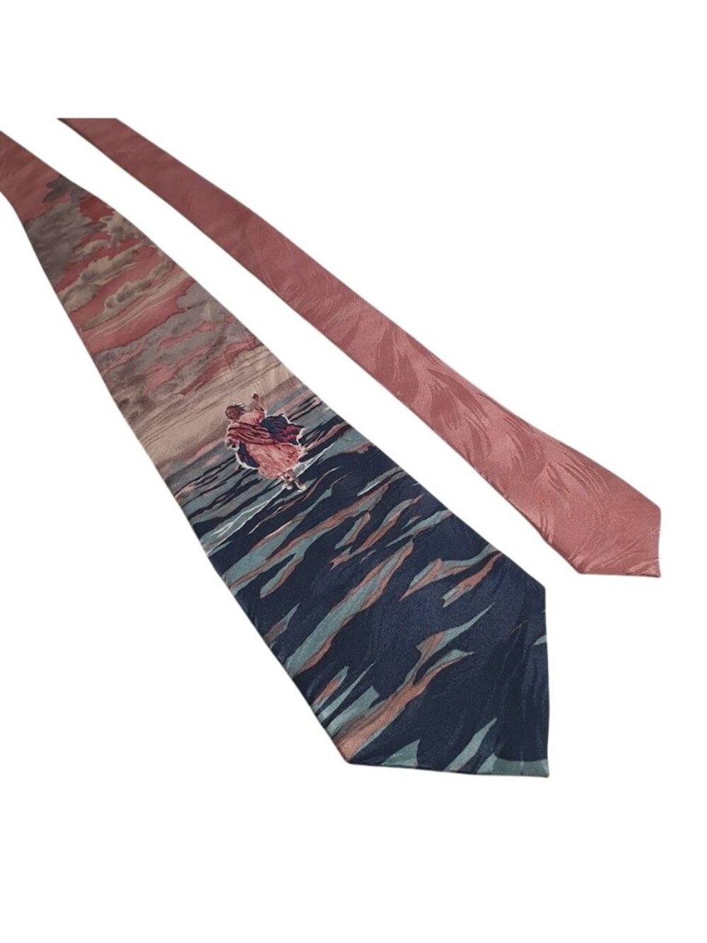 Free Man Apparel Silk Tie Walking On Water Jesus Church Pastor Gift Pink Blue Mu